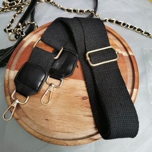 Black fabric long shoulder Bag strap